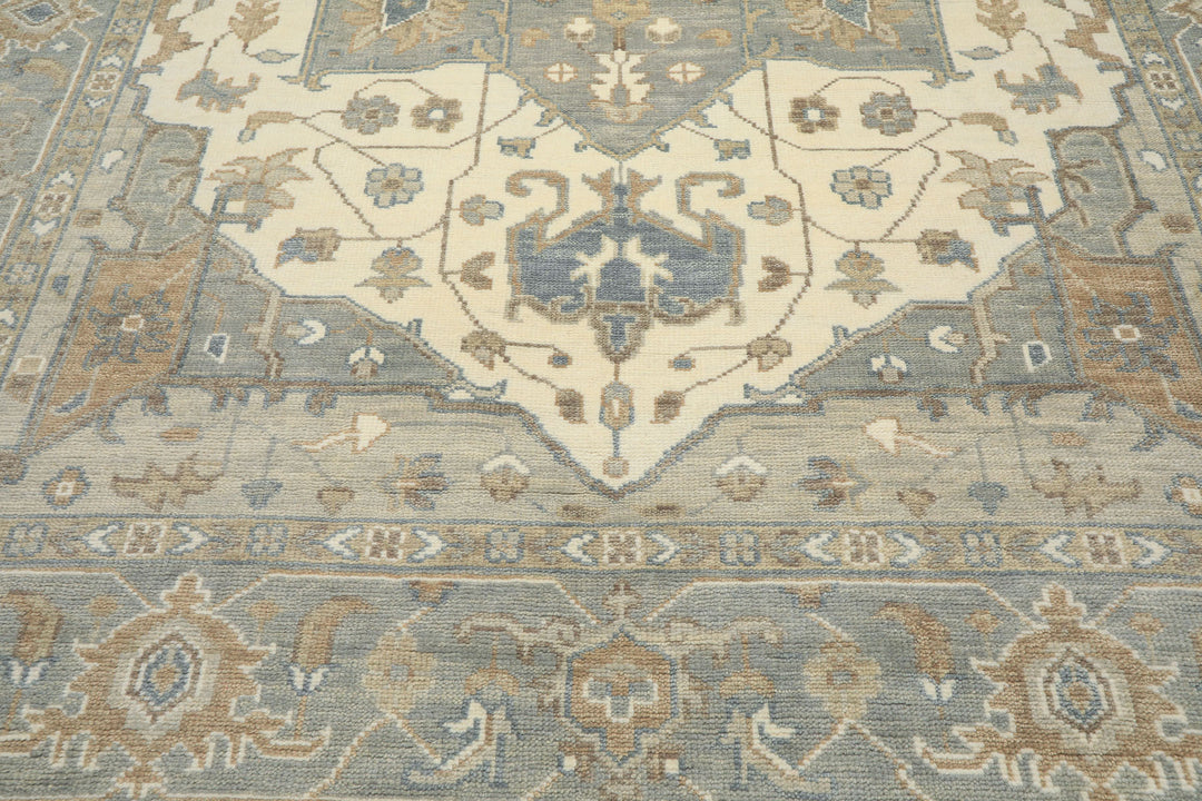 10x14 Ivory
, Gray
, Brown
 Color Hand Knotted Oushak
 Wool Traditional Oriental Rug