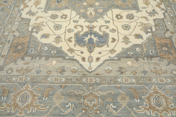 10x14 Ivory
, Gray
, Brown
 Color Hand Knotted Oushak
 Wool Traditional Oriental Rug
