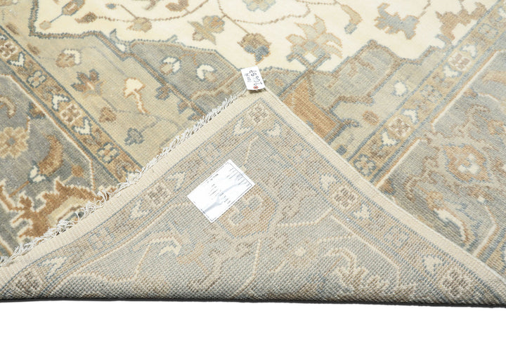 10x14 Ivory
, Gray
, Brown
 Color Hand Knotted Oushak
 Wool Traditional Oriental Rug