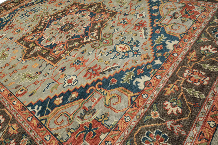 Palace Mint
, Brown
, Teal
 Color Hand Knotted Oushak   Wool  Oriental Rug