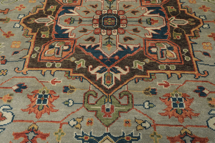 Palace Mint
, Brown
, Teal
 Color Hand Knotted Oushak   Wool  Oriental Rug