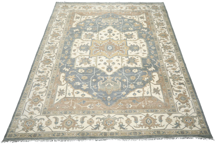 10x14 Ivory
, Slate
, Rust
 Color Hand Knotted Oushak   Wool Transitional Oriental Rug