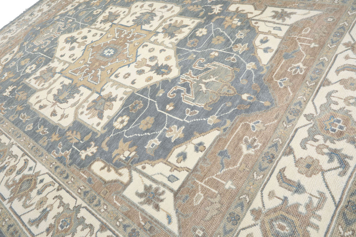 10x14 Ivory
, Slate
, Rust
 Color Hand Knotted Oushak   Wool Transitional Oriental Rug