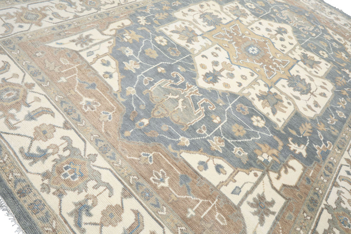 10x14 Ivory
, Slate
, Rust
 Color Hand Knotted Oushak   Wool Transitional Oriental Rug