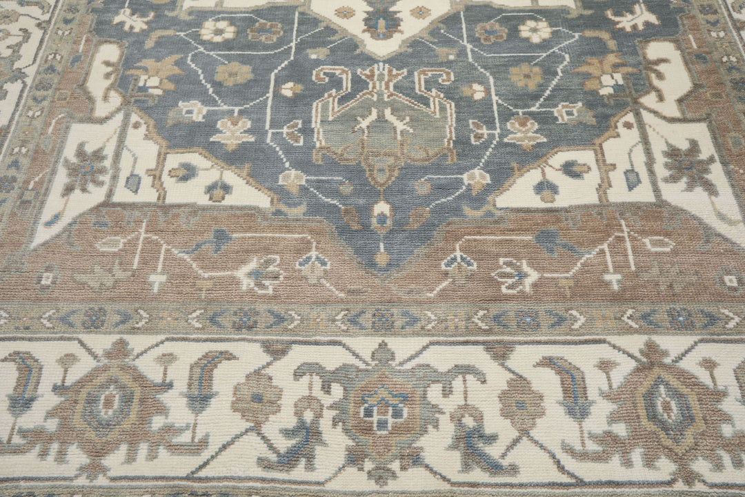10x14 Ivory
, Slate
, Rust
 Color Hand Knotted Oushak   Wool Transitional Oriental Rug
