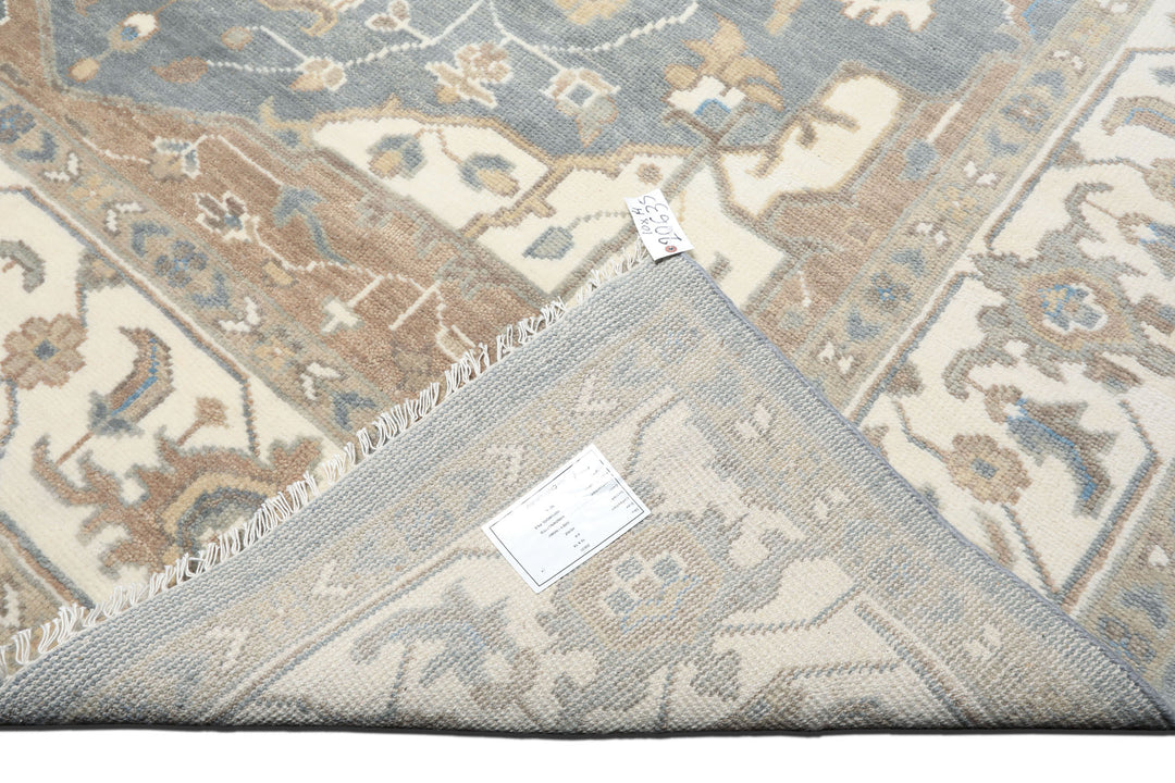 10x14 Ivory
, Slate
, Rust
 Color Hand Knotted Oushak   Wool Transitional Oriental Rug