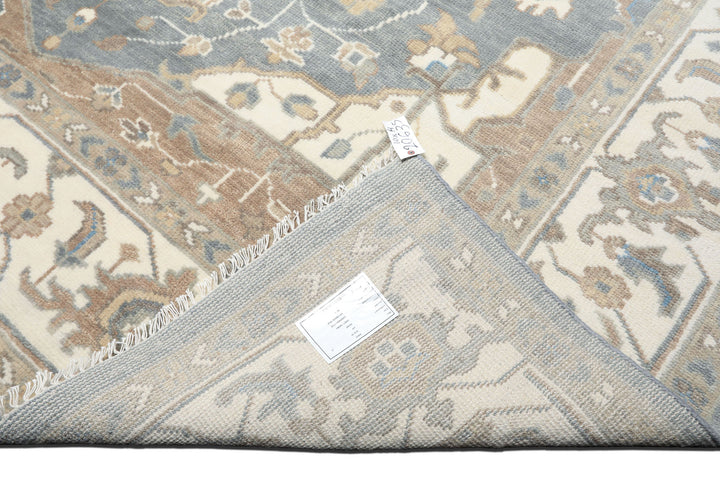 10x14 Ivory
, Slate
, Rust
 Color Hand Knotted Oushak   Wool Transitional Oriental Rug