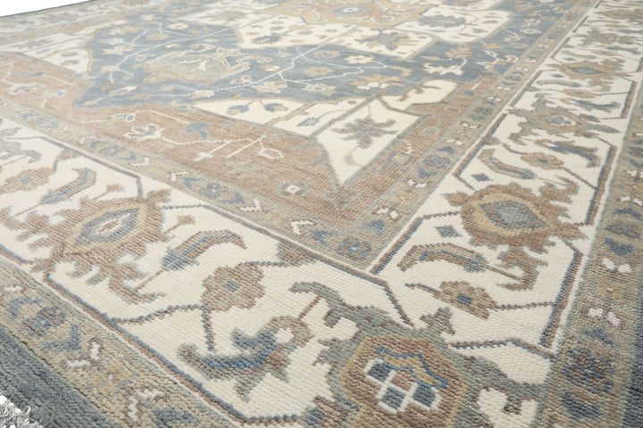 10x14 Ivory
, Slate
, Rust
 Color Hand Knotted Oushak   Wool Transitional Oriental Rug