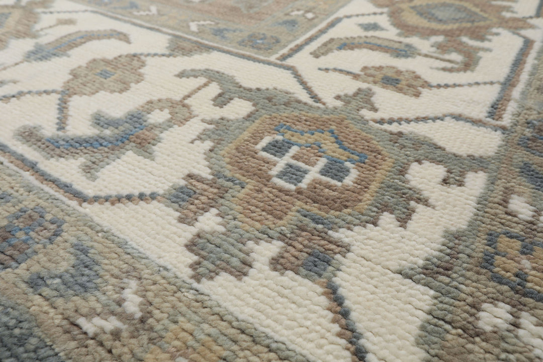 10x14 Ivory
, Slate
, Rust
 Color Hand Knotted Oushak   Wool Transitional Oriental Rug
