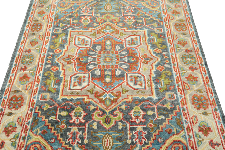 5x8 Gray, Slate, Aqua Color Hand Knotted Oushak Wool Traditional Oriental Rug
