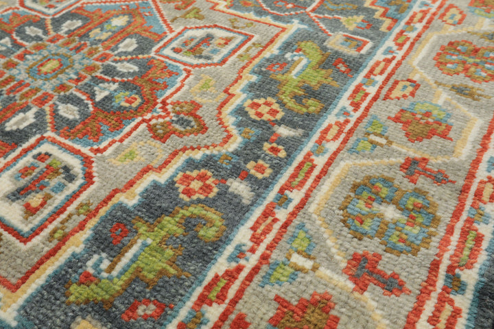 5x8 Gray, Slate, Aqua Color Hand Knotted Oushak Wool Traditional Oriental Rug