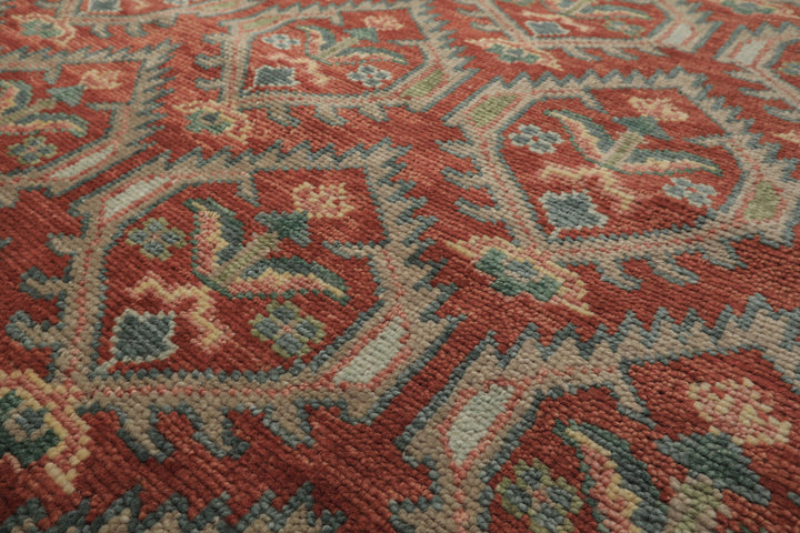 9x12 Rose, Slate, Taupe Color Hand Knotted Oushak Wool Transitional Oriental Rug