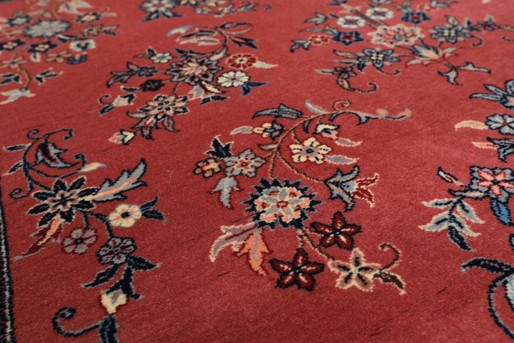 4x6 Rose, Ivory, Aqua Color Hand Knotted Pak Persian Sarouk New Zealand Wool Traditional Oriental Rug