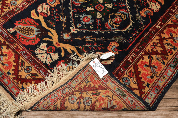 4x6 Navy, Gold, Burgundy Color Hand Knotted Turkish Oushak Wool Arts & Crafts Oriental Rug