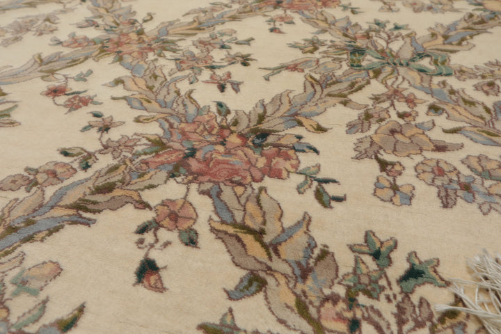 8x10 Ivory, Rose, Taupe Color Hand Knotted Pak Persian Wool Traditional Oriental Rug