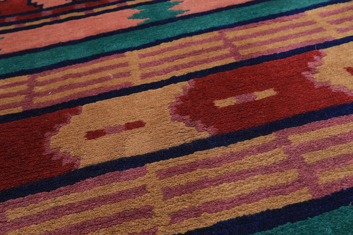 4x6 Turquoise, Blush, Lavender Color Hand Knotted Tibetan Wool Modern &amp; Contemporary Oriental Rug