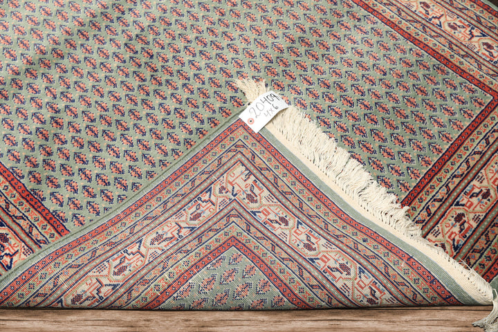 4x6 Sage, Rose, Blush Color Hand Knotted Boteh Wool Traditional Oriental Rug