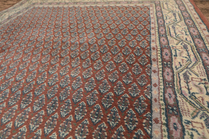 4x6 Rose, Ivory, Taupe Color Hand Knotted Boteh Wool Traditional Oriental Rug