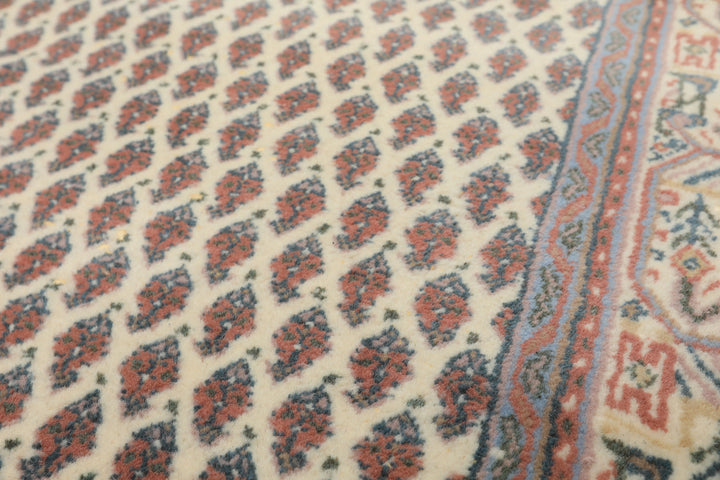 3x5 Ivory, Rose, Blue Color Hand Knotted Boteh Wool Traditional Oriental Rug