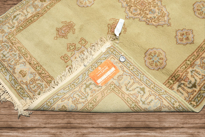 4x6 Sage, Beige, Rose Color Hand Knotted French Aubusson Wool Traditional Oriental Rug