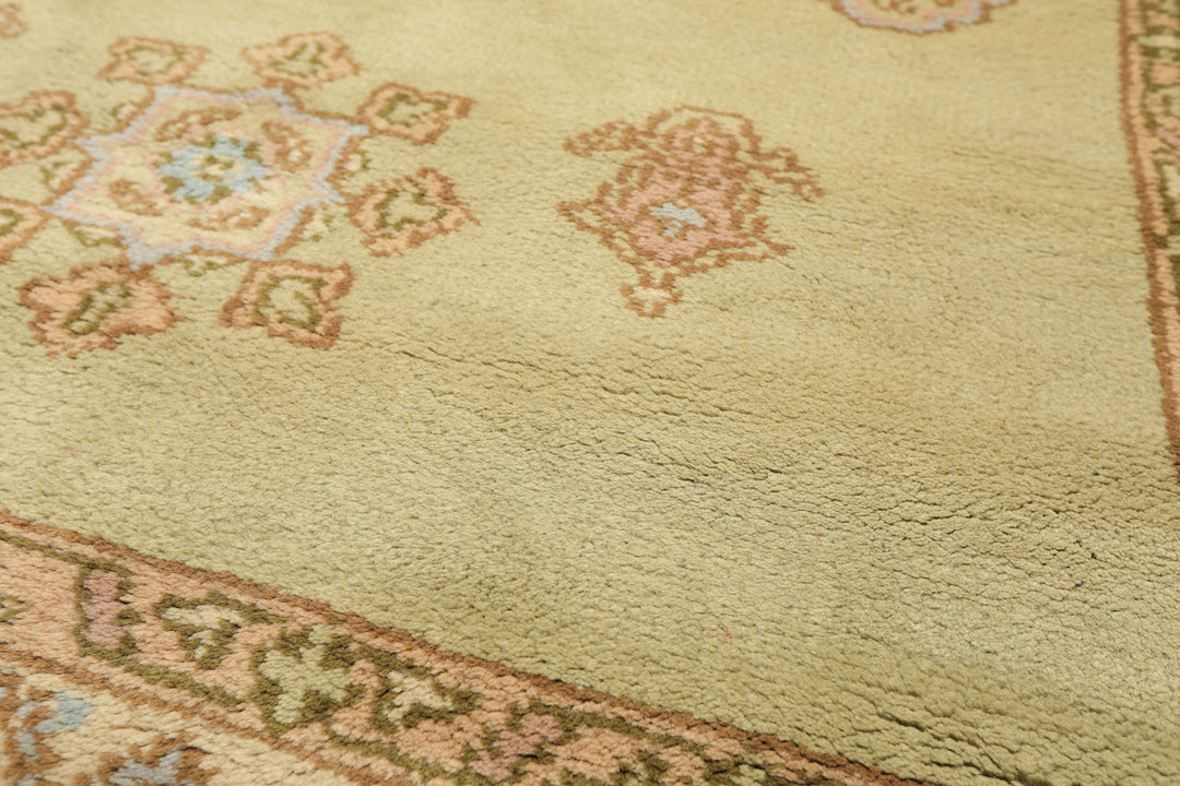 4x6 Sage, Beige, Rose Color Hand Knotted French Aubusson Wool Traditional Oriental Rug