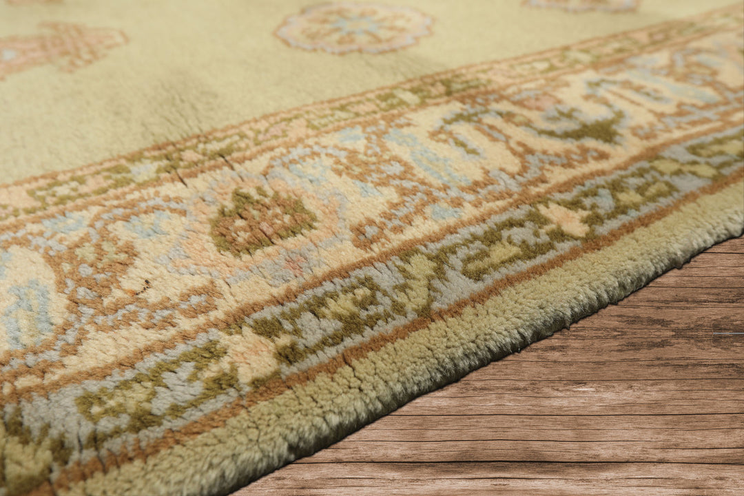 4x6 Sage, Beige, Rose Color Hand Knotted French Aubusson Wool Traditional Oriental Rug