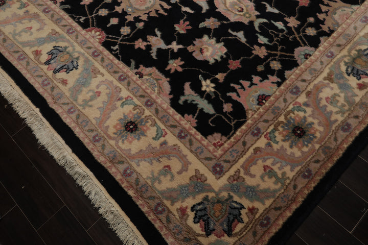 9x12 Black, Ivory, Rose Color Hand Knotted Sulatanabad New Zealand Wool Traditional Oriental Rug