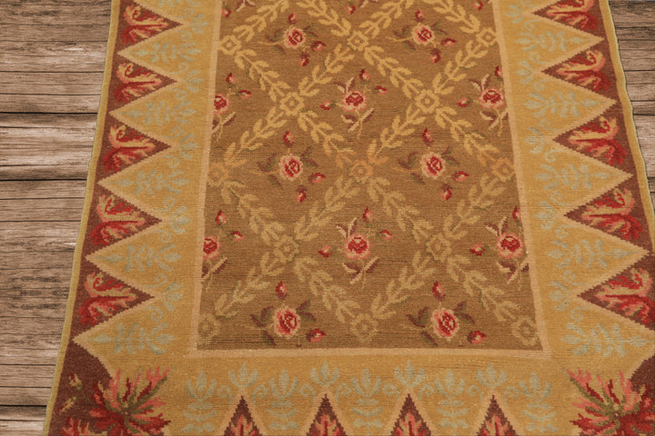 4x6 Brown, Gold, Green Color Hand Knotted Caucasian Wool Traditional Oriental Rug