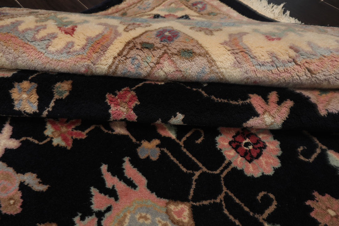 9x12 Black, Ivory, Rose Color Hand Knotted Sulatanabad New Zealand Wool Traditional Oriental Rug