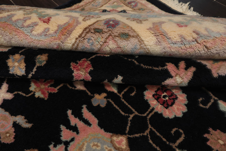 9x12 Black, Ivory, Rose Color Hand Knotted Sulatanabad New Zealand Wool Traditional Oriental Rug