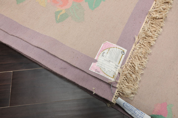 9x12 Rose, Lavender, Pink Color Hand Woven Kilim Wool Traditional Oriental Rug