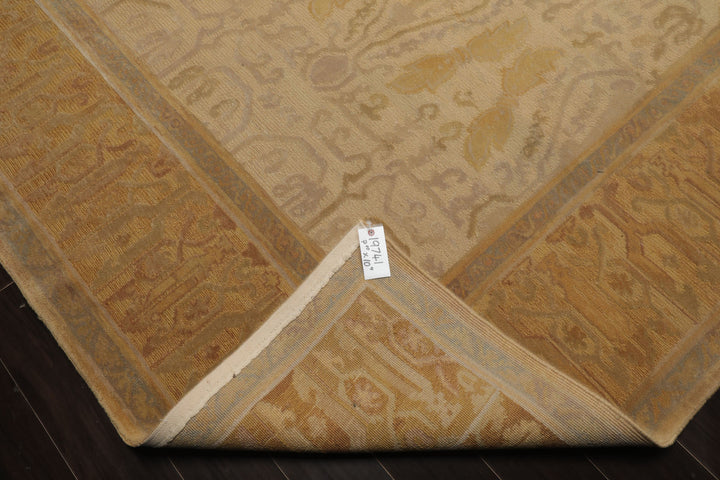 8x10 Beige, Gold, Taupe Color Hand Woven Aubusson Savonnerie Wool Traditional Oriental Rug