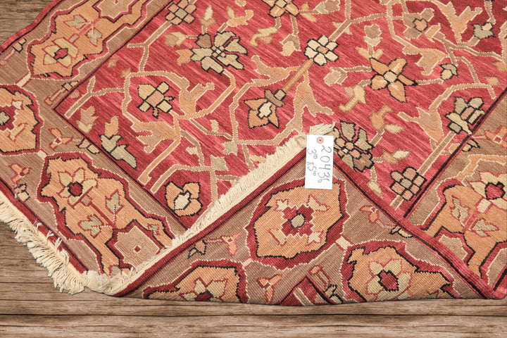4x6 Rose, Tan, Ivory Color Hand Knotted Nourison Nourmak Soumak Wool Transitional Oriental Rug