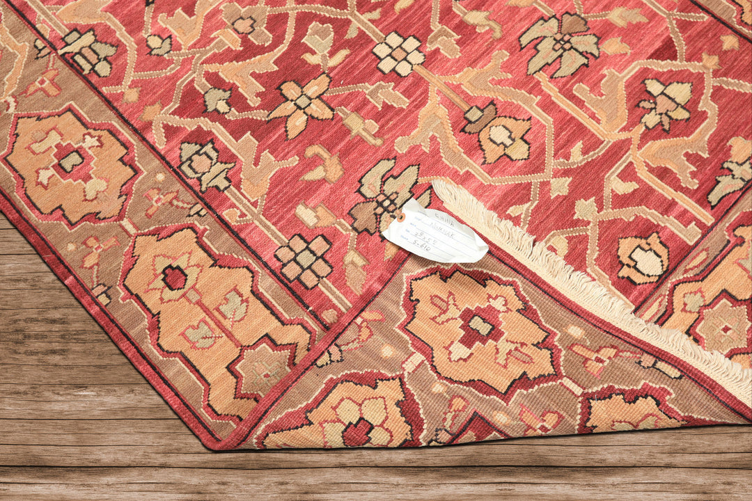 4x6 Rose, Tan, Ivory Color Hand Knotted Nourison Nourmak Soumak Wool Transitional Oriental Rug