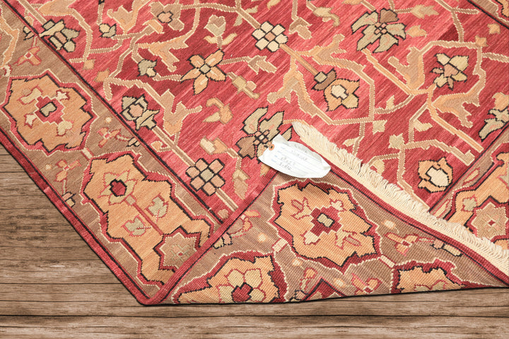 4x6 Rose, Tan, Ivory Color Hand Knotted Nourison Nourmak Soumak Wool Transitional Oriental Rug