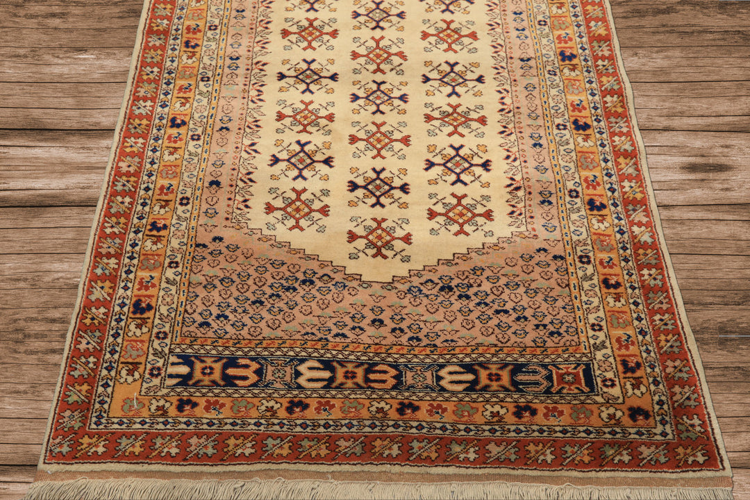 4x6 Beige, Burnt Orange, Gold Color Hand Knotted Turkish Kula Wool Traditional Oriental Rug