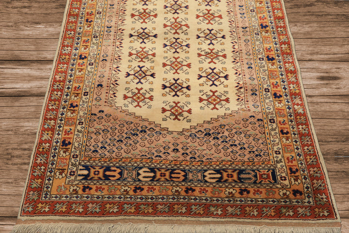 4x6 Beige, Burnt Orange, Gold Color Hand Knotted Turkish Kula Wool Traditional Oriental Rug