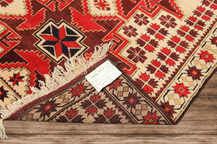 4x6 Ivory, Red, Maroon Color Hand Knotted Turkish Kula Wool Traditional Oriental Rug