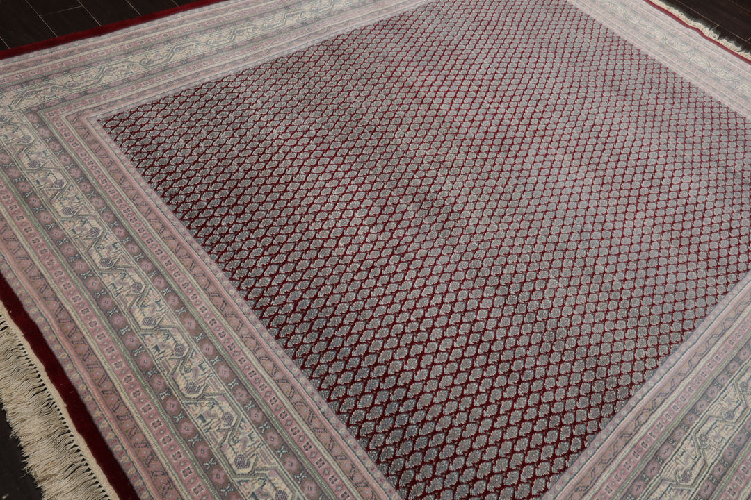 8x10 Maroon, Rose, Ivory Color Hand Knotted Tabriz New Zealand Wool Traditional Oriental Rug