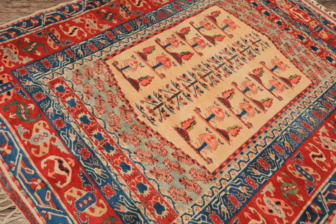 6x7 Ivory, Orange, Aqua Color Hand Knotted Turkish Kula Wool Traditional Oriental Rug