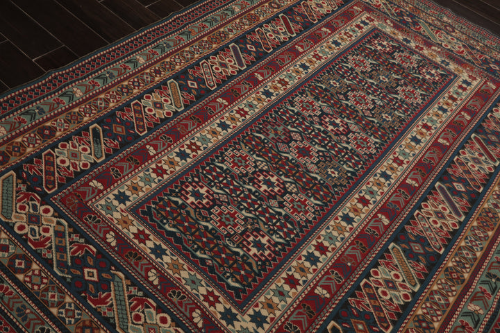 6x9 Teal, Raspberry, Ivory Color Hand Woven Kilim Wool Tribal Oriental Rug