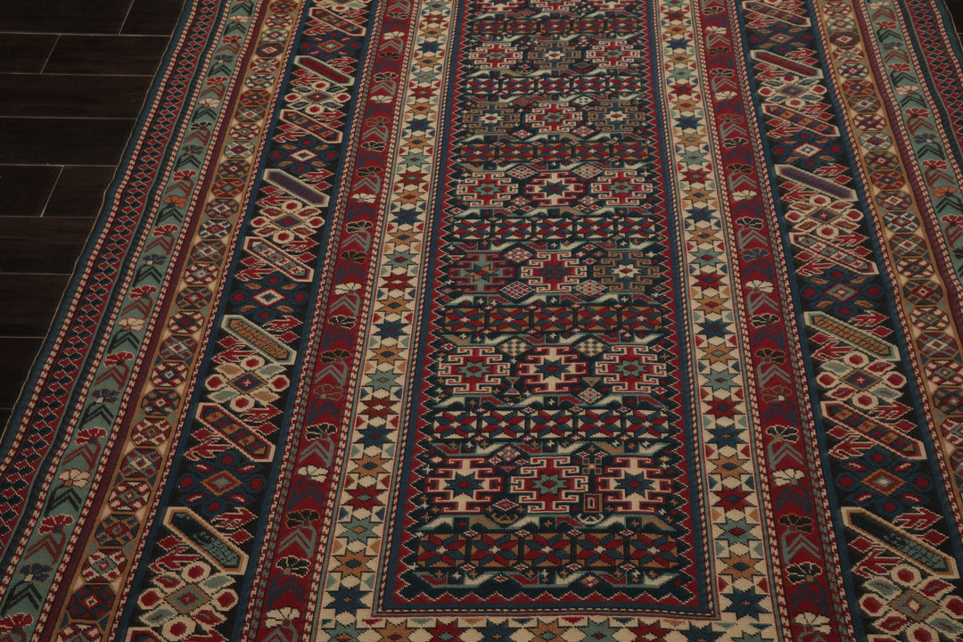 6x9 Teal, Raspberry, Ivory Color Hand Woven Kilim Wool Tribal Oriental Rug