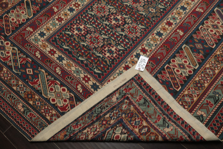 6x9 Teal, Raspberry, Ivory Color Hand Woven Kilim Wool Tribal Oriental Rug