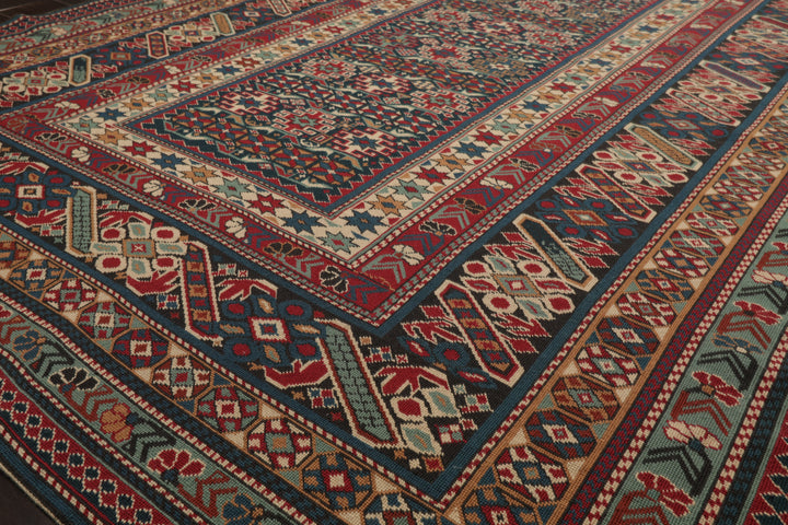 6x9 Teal, Raspberry, Ivory Color Hand Woven Kilim Wool Tribal Oriental Rug