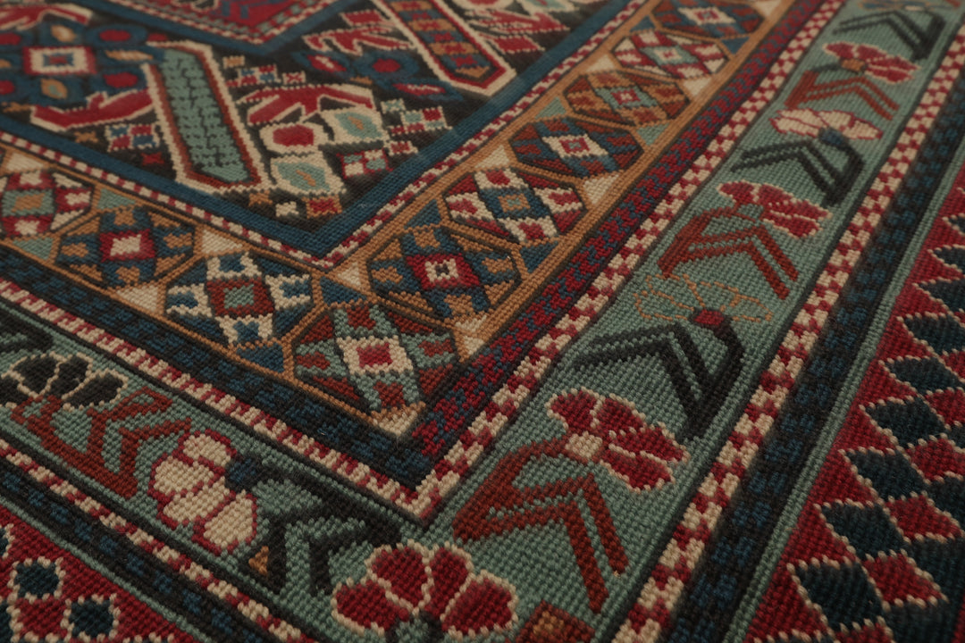 6x9 Teal, Raspberry, Ivory Color Hand Woven Kilim Wool Tribal Oriental Rug