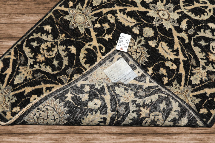 3x5 Charcoal, Beige, Gray Color Hand Knotted Indo Persian Wool Transitional Oriental Rug