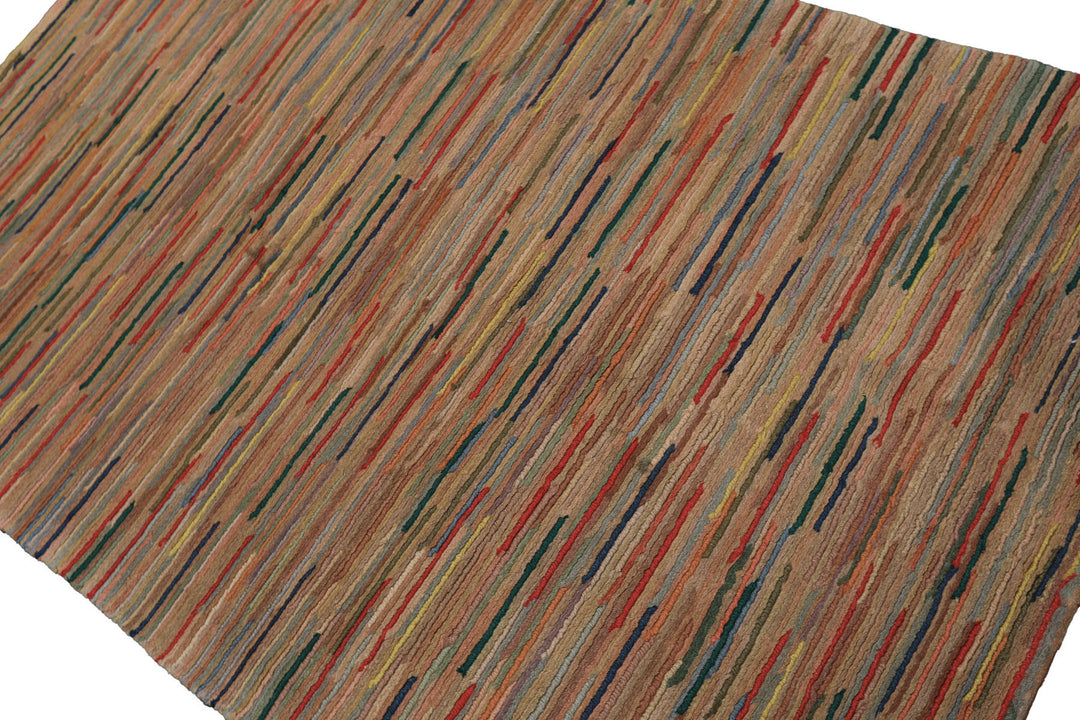 4x6 Rose, Multi, Color Hand Knotted Tibetan Wool Modern &amp; Contemporary Oriental Rug