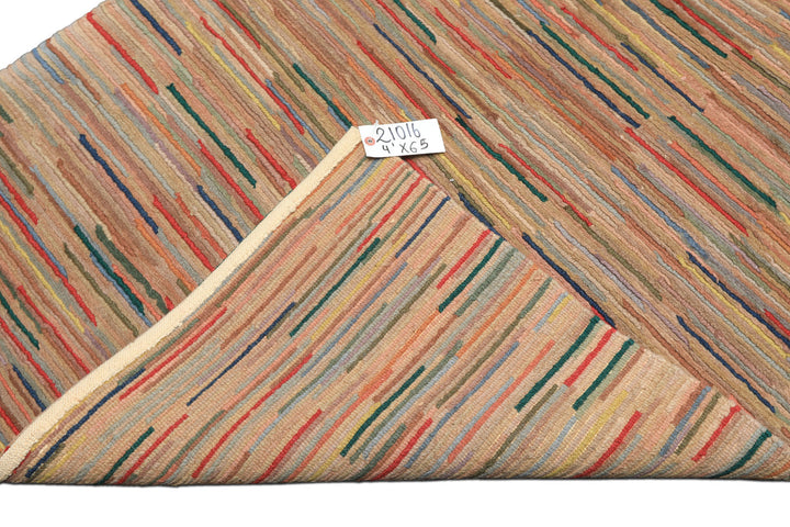 4x6 Rose, Multi, Color Hand Knotted Tibetan Wool Modern &amp; Contemporary Oriental Rug