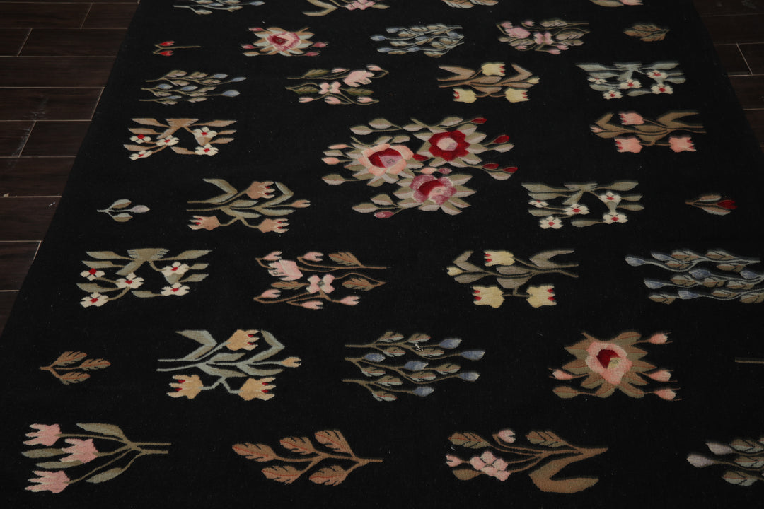 6x9 Black, Red, Sage Color Hand Woven Kilim Wool Traditional Oriental Rug