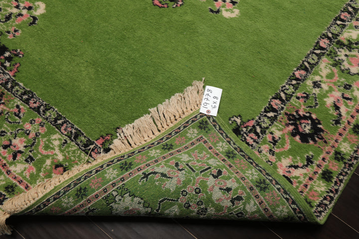 6x8 Lime, Green, Ivory Color Hand Knotted Kerman Wool Arts & Crafts Oriental Rug